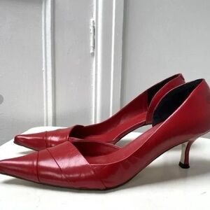 Red Pointed-Toe Low Heel Pumps - Stylish Women's Dress Shoes